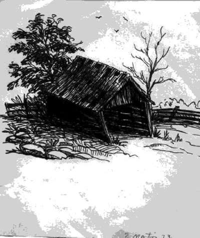 sketch of an old barn